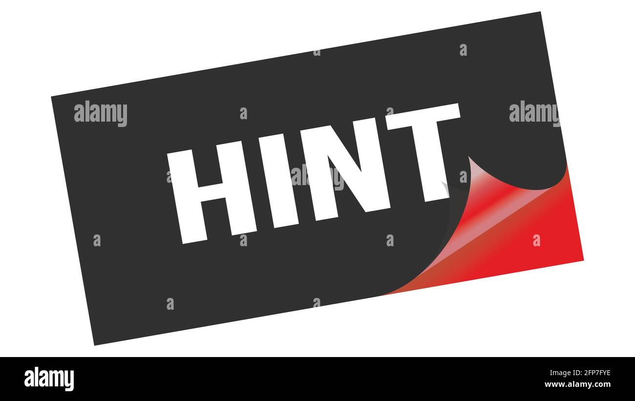 HINT text written on black red sticker stamp Stock Photo - Alamy