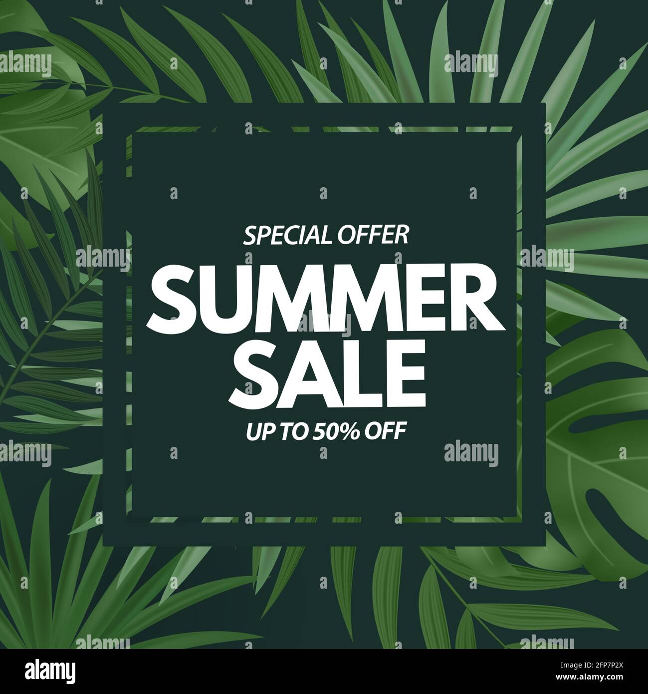 Summer sale poster. Natural Background with Tropical Palm Leaves ...