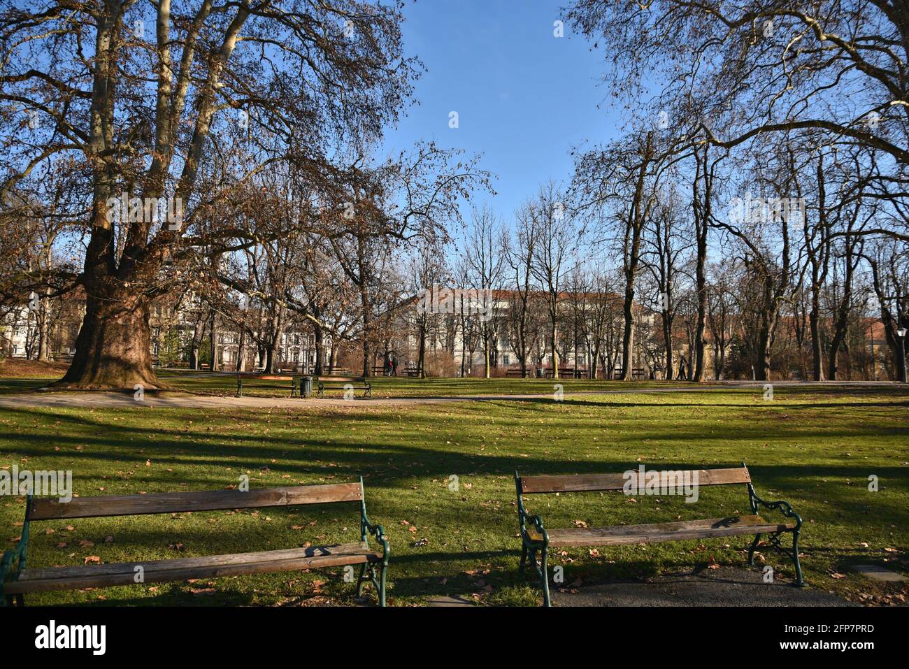 Landscape with panoramic view of Stadtpark, the largest public Park of ...