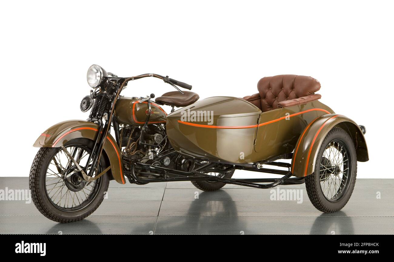 1939 Rikuo 1200cc motorcycle and sidecar Stock Photo