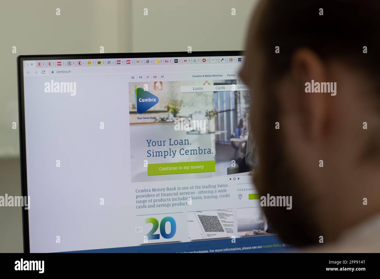 New York, USA 1 May 2021 Cembra Money Bank company website on screen, Illustrative Editorial