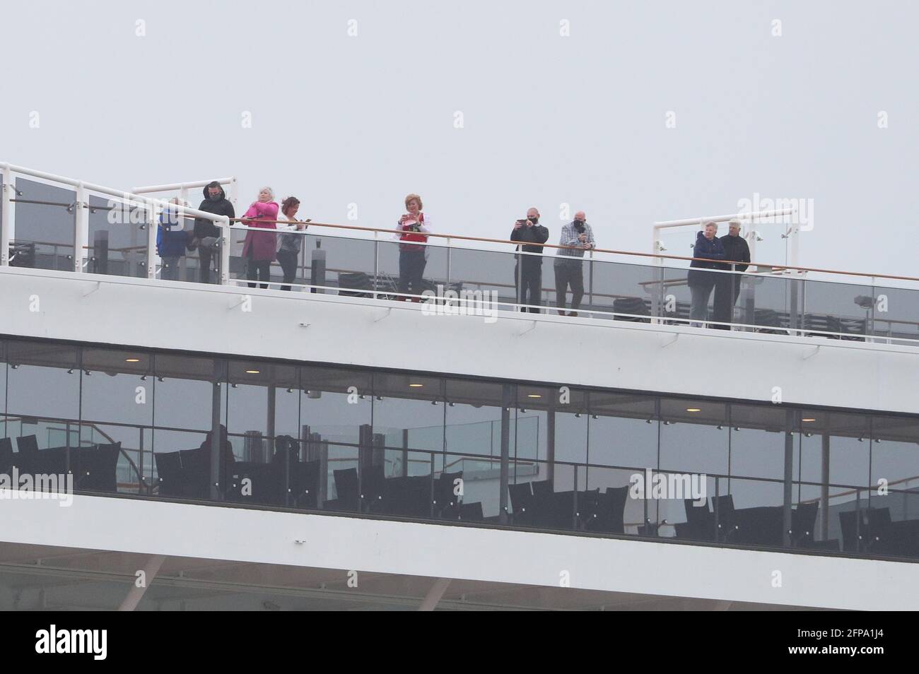Southampton, Hampshire, UK. 20th May, 2021. Cruise ship MSC Virtuosa departs Southampton Docks carrying the first UK cruise passengers since the Covid 19 pandemic brought the cruise industry to a standstill. Domestic cruises were permitted in England from the 17th May. Credit: Stuart Martin/Alamy Live News Stock Photo