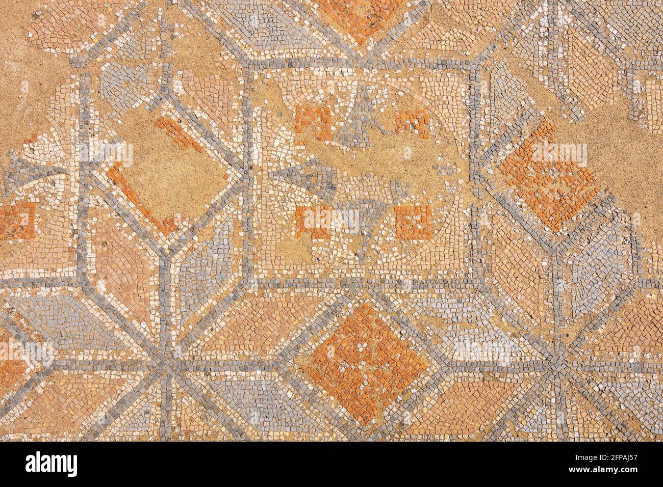 Antique mosaic in the Archaeological park of Dion. Pieria, Macedonia, Greece Stock Photo