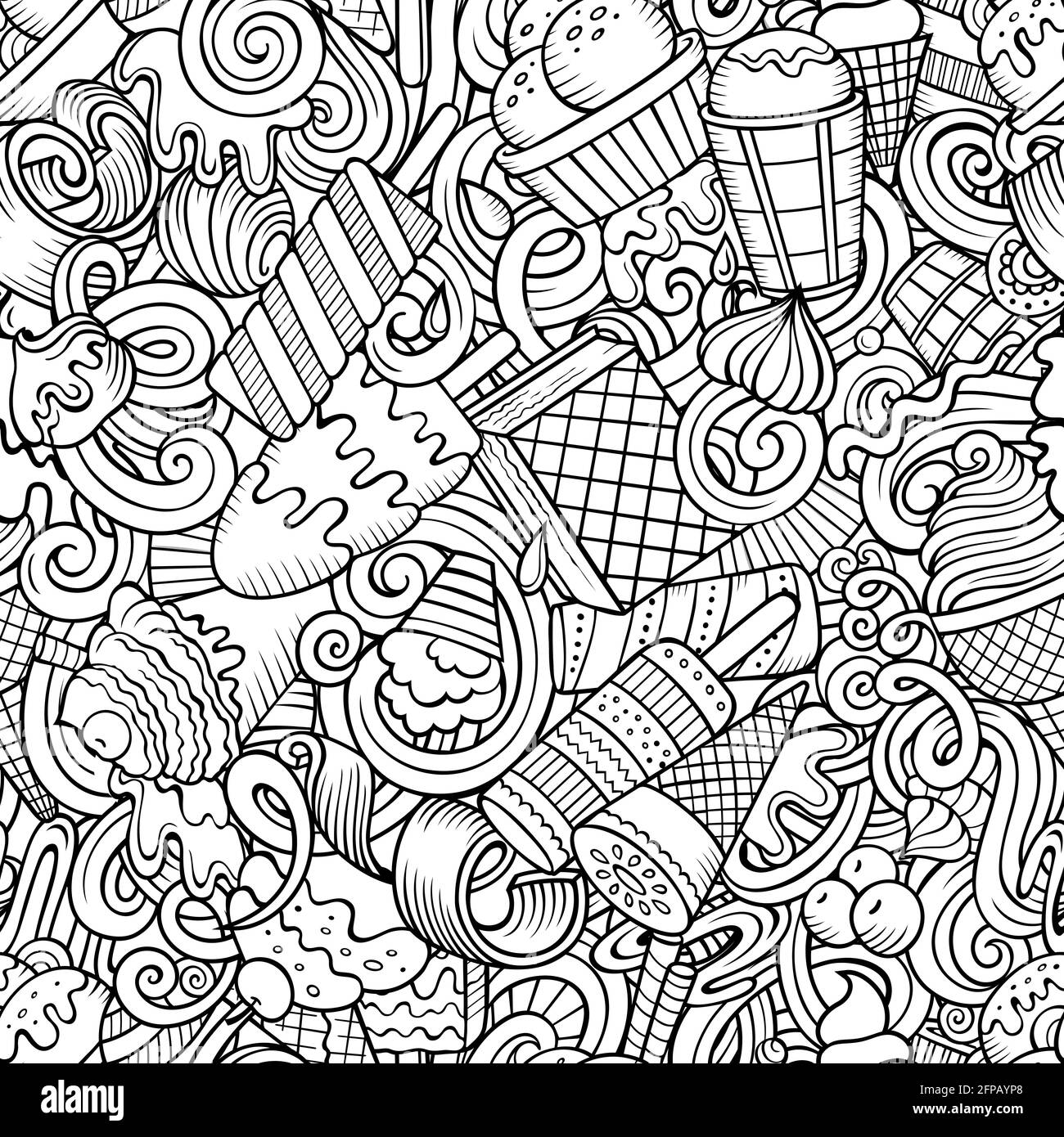 Cartoon doodles Ice-cream seamless pattern Stock Vector Image & Art - Alamy