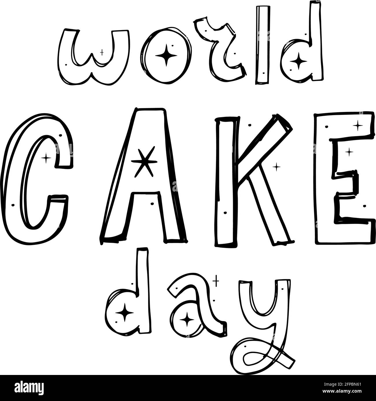 Happy Cake day Lettering Calligraphy llustration Vector Design Color Stock Vector