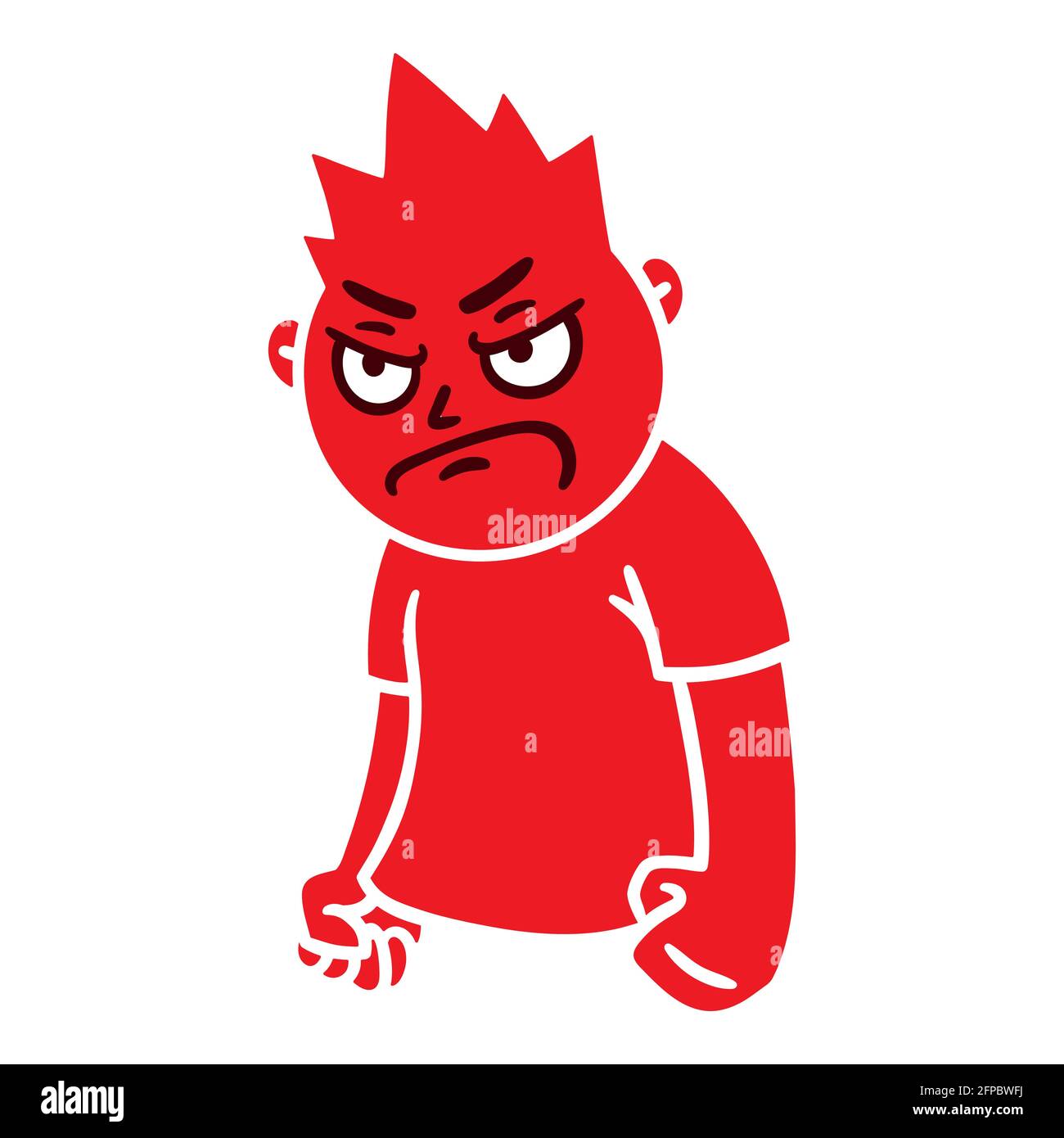 Man with angry emotion. Mad emoji avatar. Portrait of a grumpy person. Cartoon style. Flat design vector illustration. Stock Vector