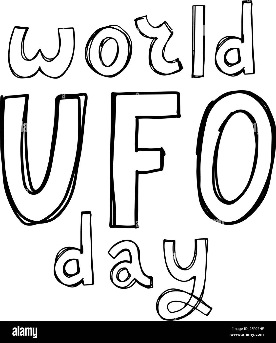 World UFO Day. Flying saucer. Planet and spaceship. Vector. EPS10 Stock Vector