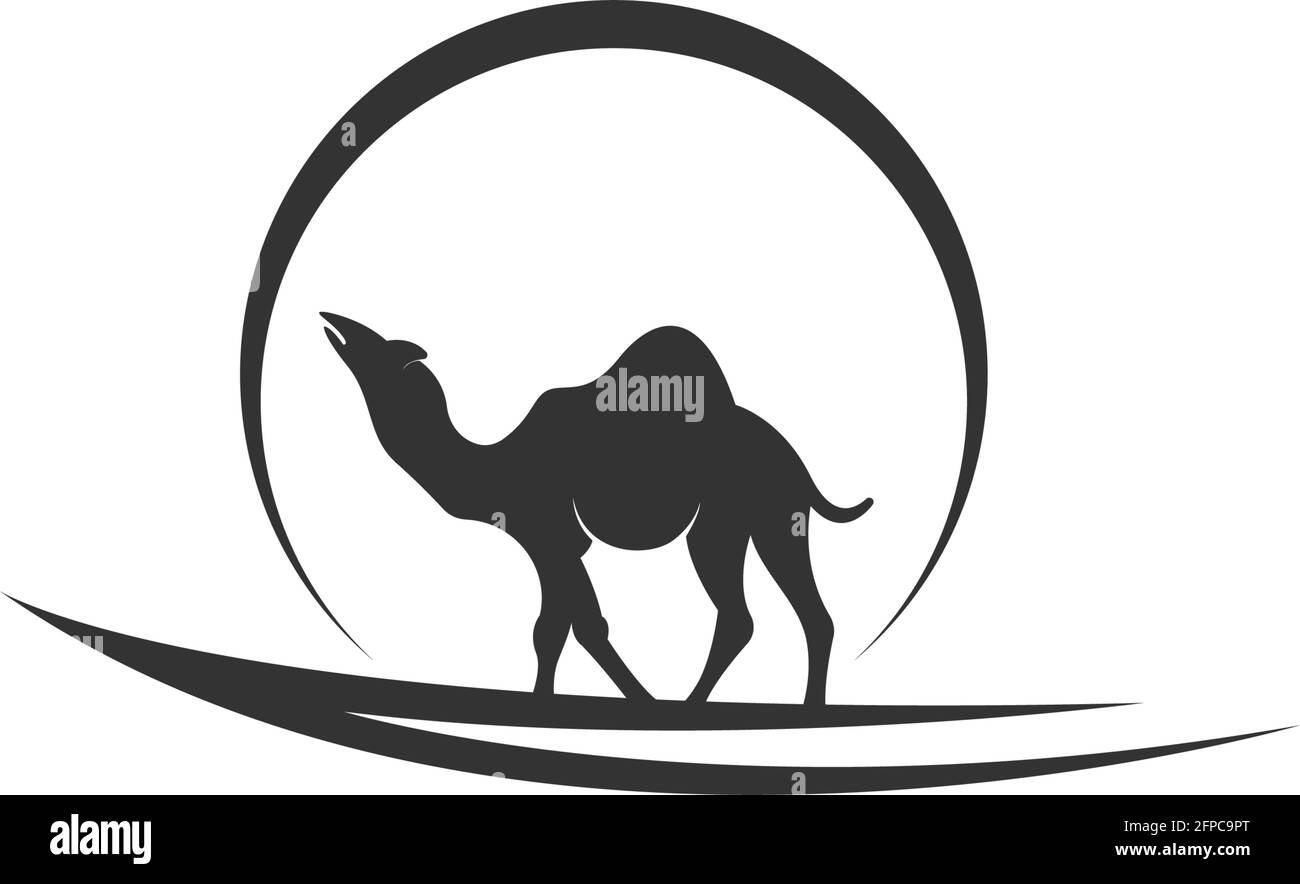 Camel logo icon flat design vector template illustration Stock Vector