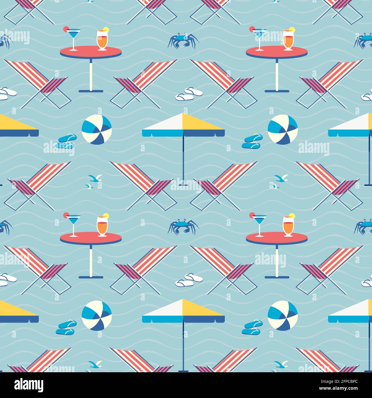 Seaside holiday leisure seamless vector pattern Stock Vector