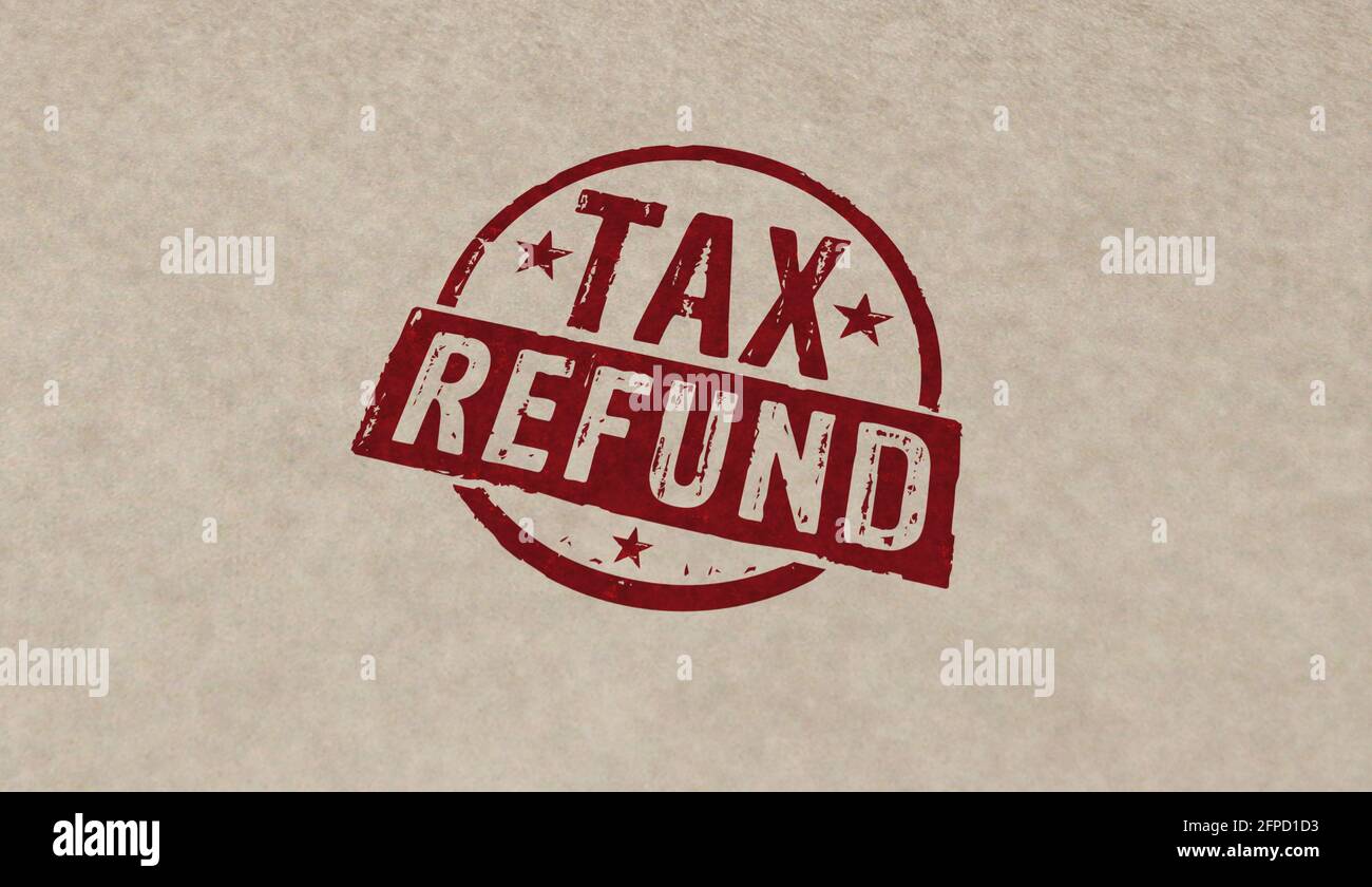 Tax refund stamp icons in few color versions. Taxation return ...