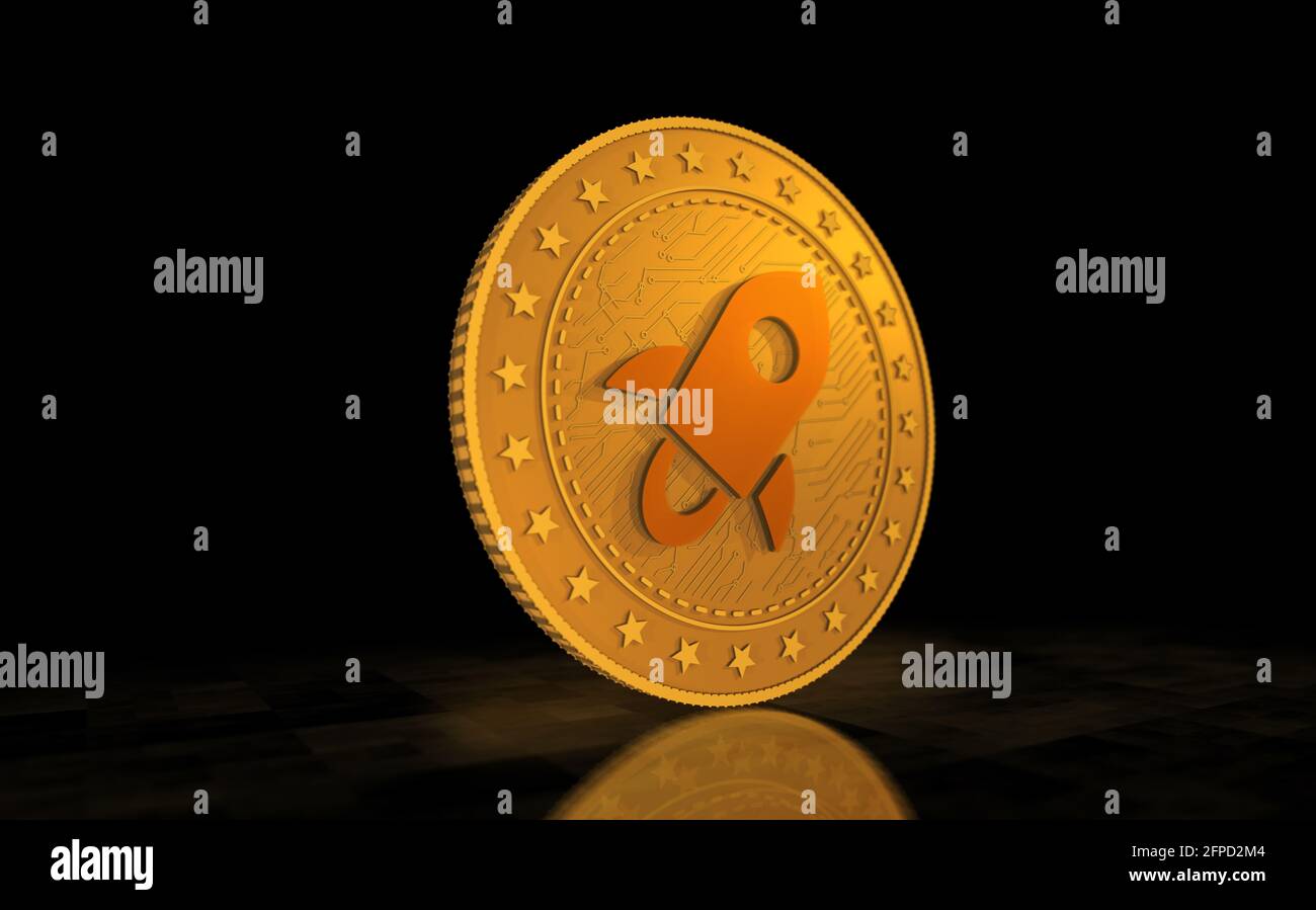 Stellar XLM cryptocurrency symbol gold coin on green screen background. Abstract concept 3d illustration. Stock Photo