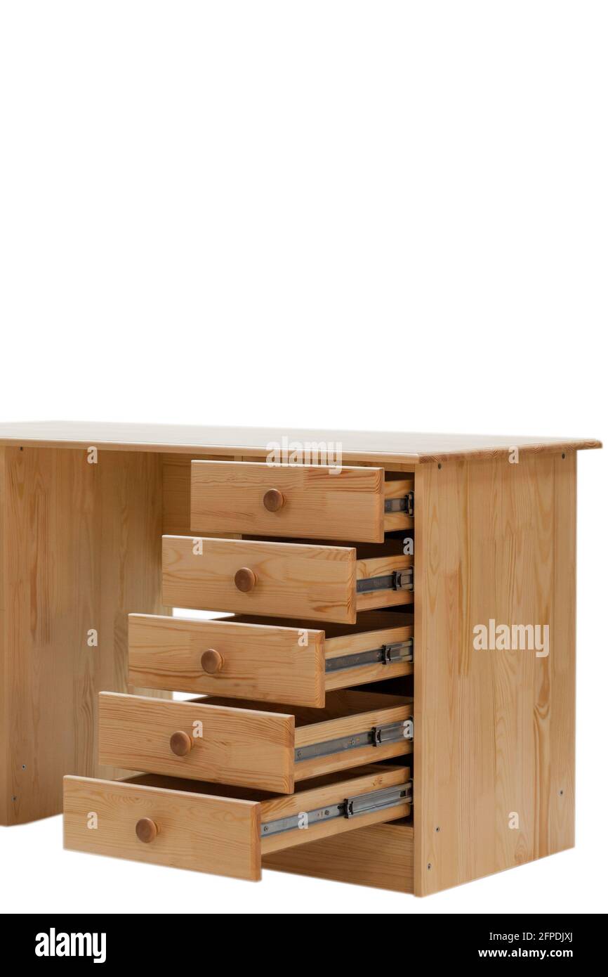 Chest Of Four Open Drawers Made Of Wooden Materials Isolated On White Stock  Photo, Picture and Royalty Free Image. Image 78670869.