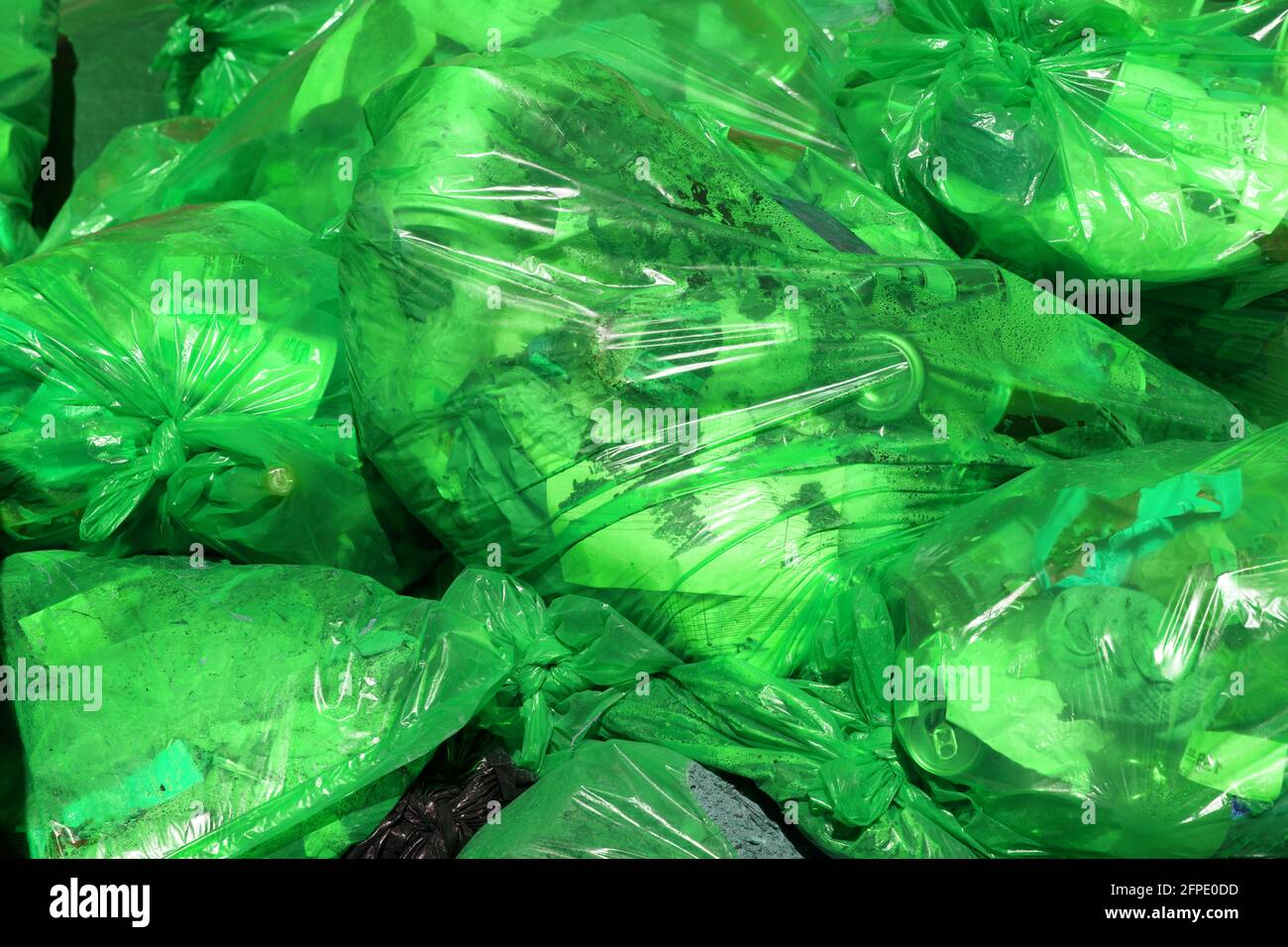 Stack of green garbage bags Stock Photo by ©thodonal 81961796
