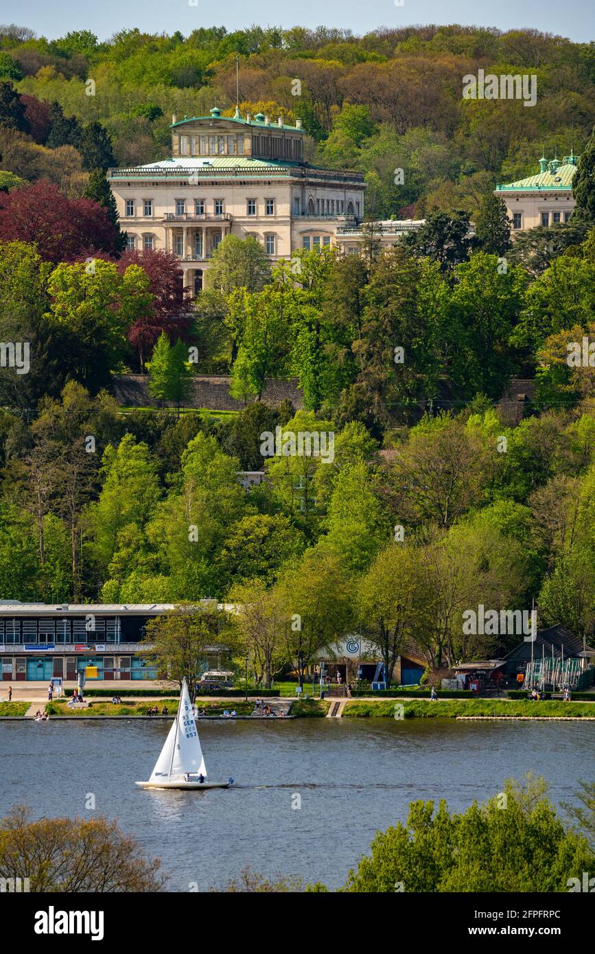 Villa Hügel, seat of the Krupp family of industrialists, above Lake Baldeney, today the seat of the Alfried Krupp von Bohlen und Halbach Foundation, m Stock Photo