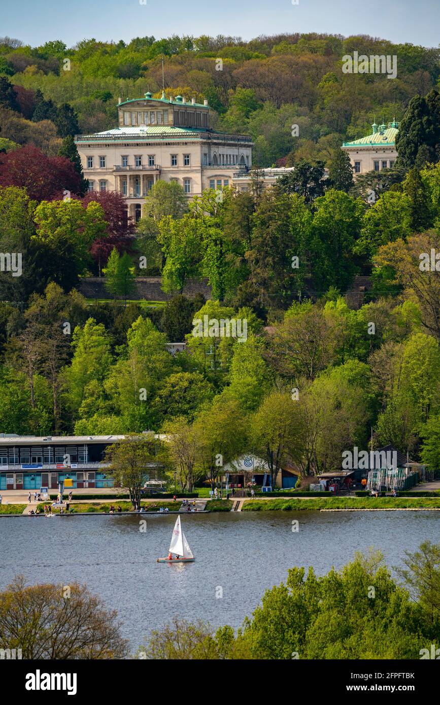 Villa Hügel, seat of the Krupp family of industrialists, above Lake Baldeney, today the seat of the Alfried Krupp von Bohlen und Halbach Foundation, m Stock Photo