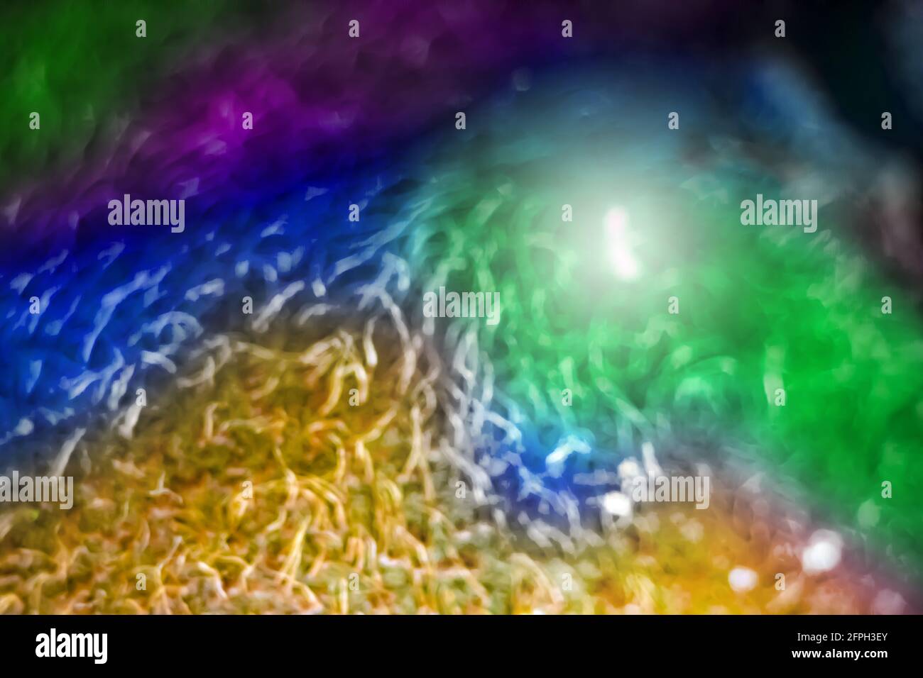 Blurred Abstract Stream of Vivid Colors Background.Golden Beginning and White Shining Exit Stock Photo