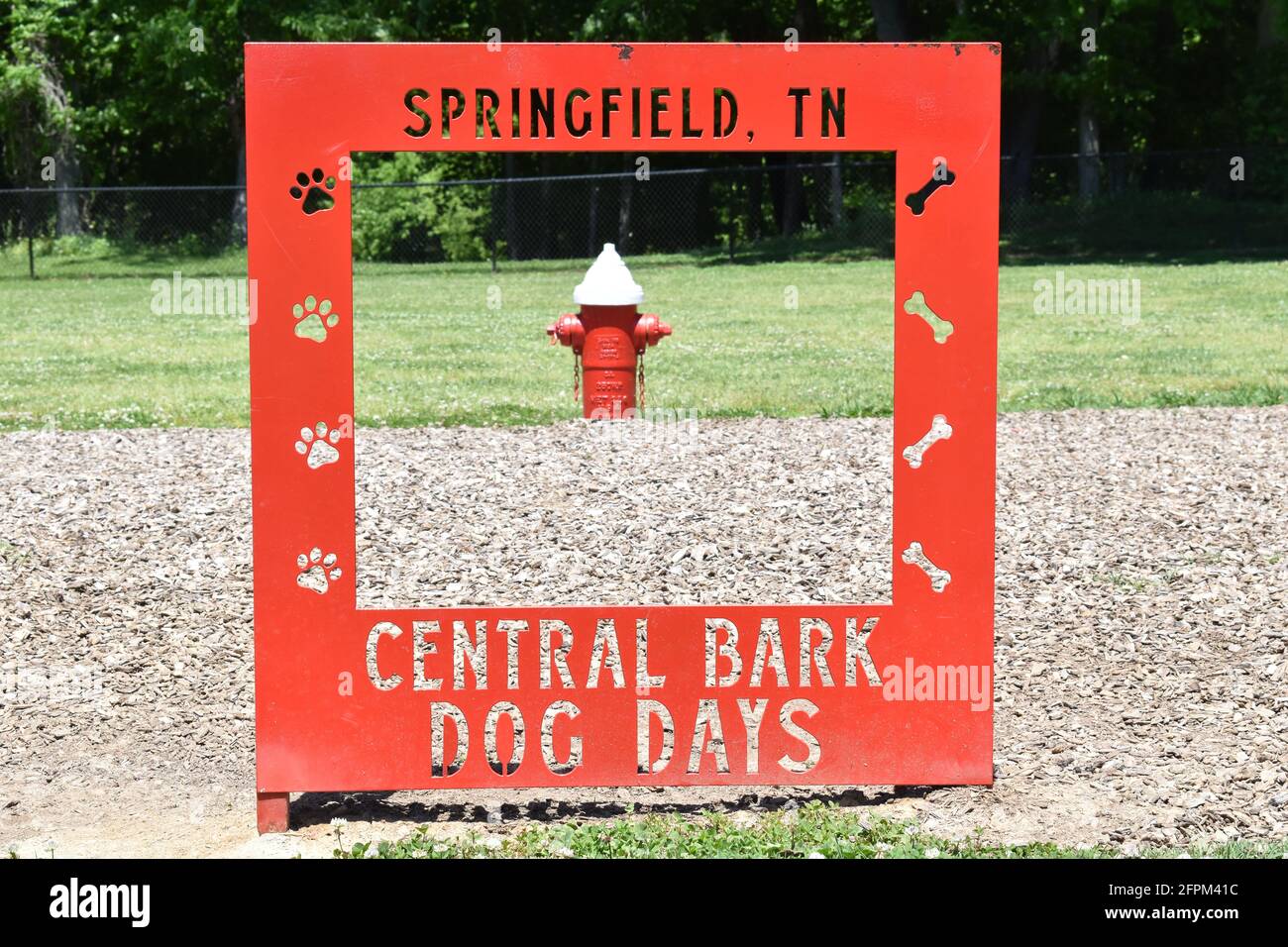 Dog park sign advertising DogDays in Springfield Tennessee USA Stock Photo Alamy
