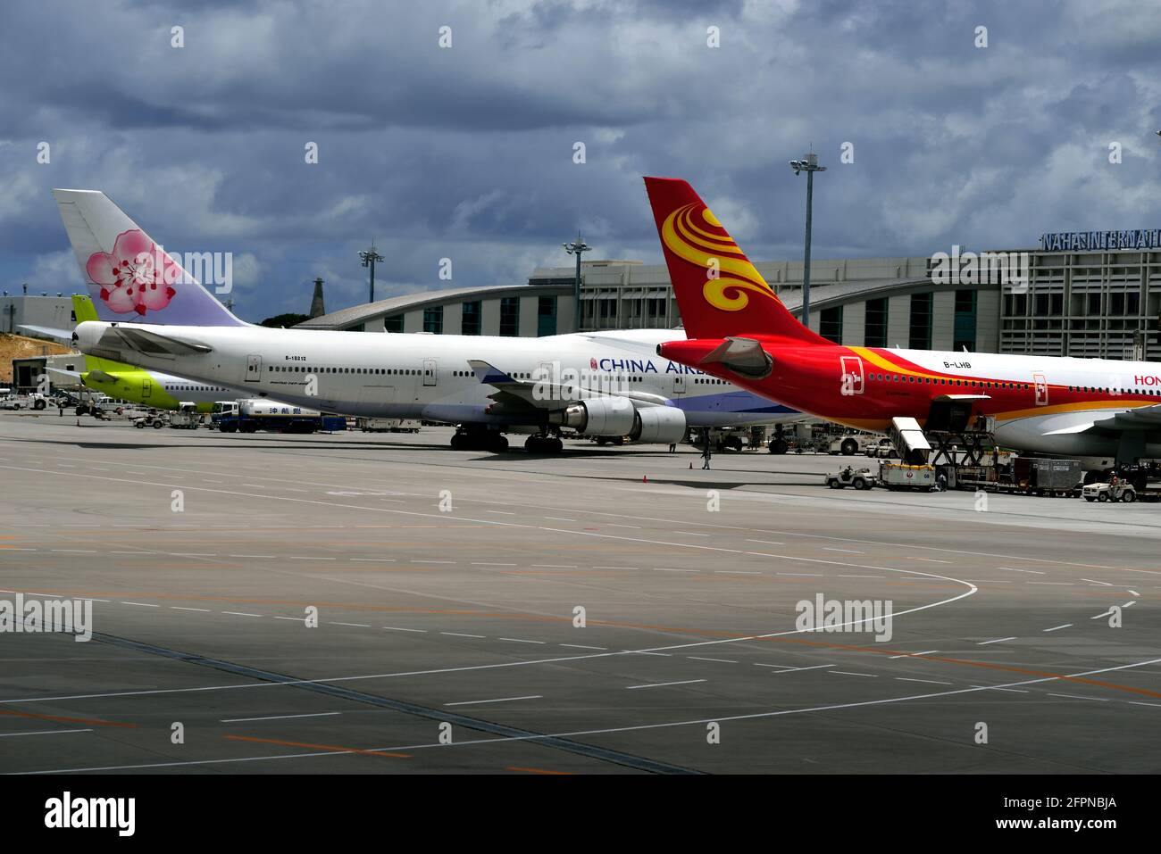 China Airlines Boeing B-747-400, B-18210, At Gate, Naha Airport, Okinawa, Ryukyu Islands, Japan Stock Photo