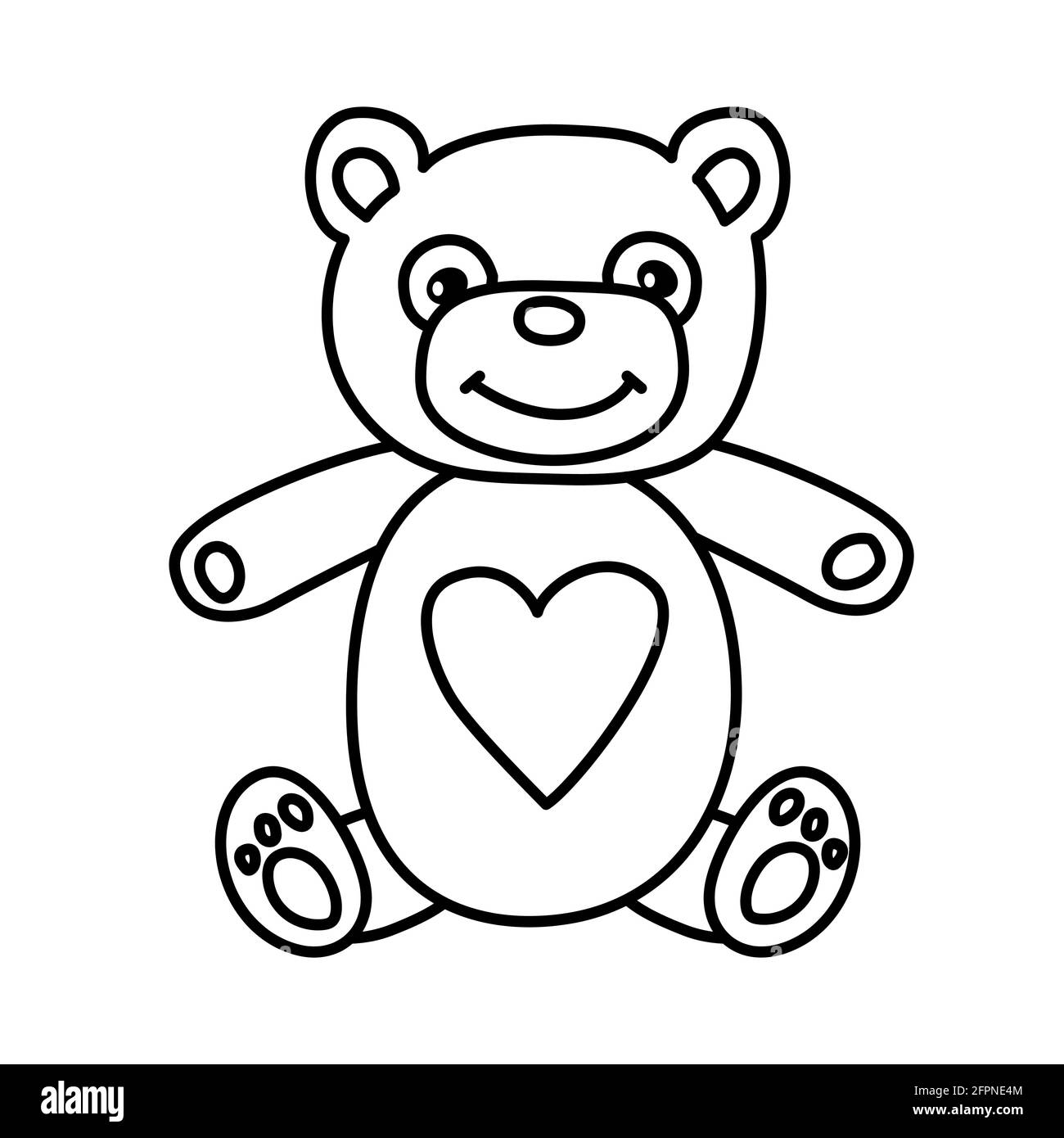 Teddy bear coloring page isolated vector illustration Stock Vector