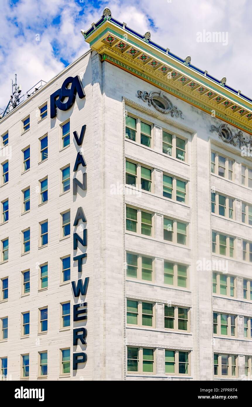 The Van Antwerp building is pictured, May 14, 2021, in Mobile, Alabama. The building was constructed in 1907. Stock Photo