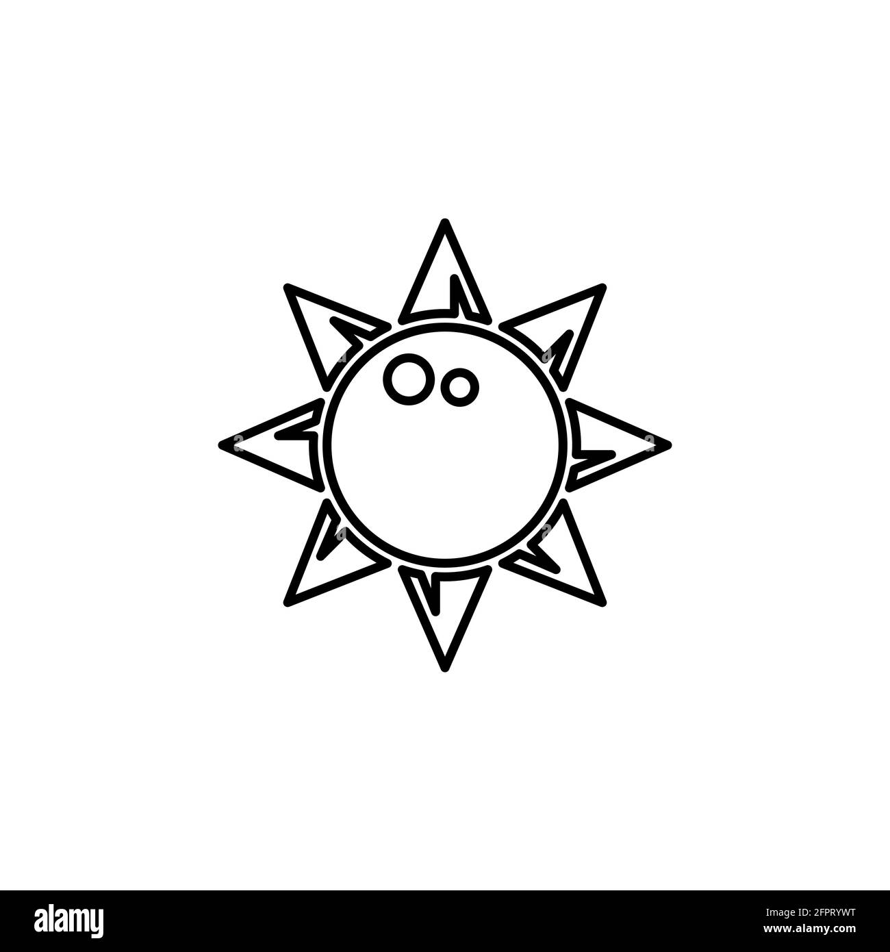 sun, emoji line icon vector. Outline vector icon sun emoji on white