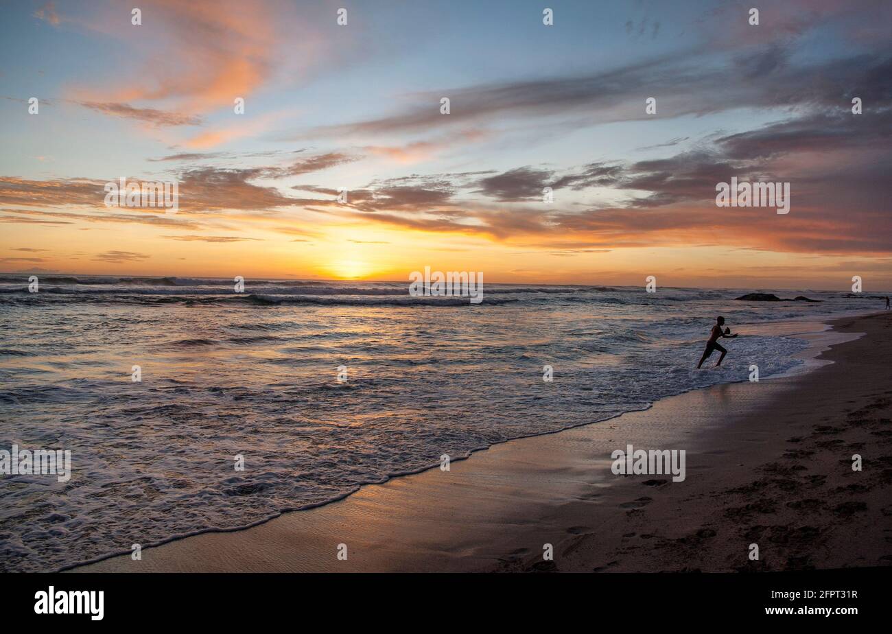 Sunset at beach in  Costa Rica Stock Photo