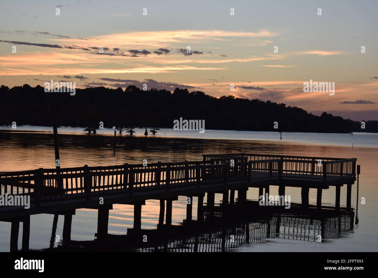 dock at black bayou lake Stock Photo