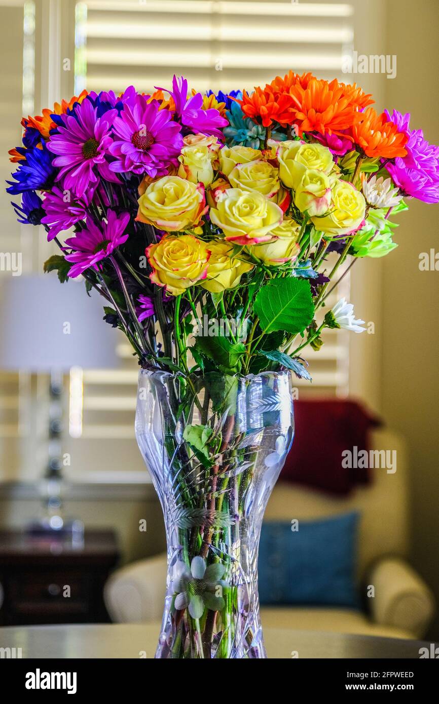 Flowers in Glass Vase Stock Photo Alamy
