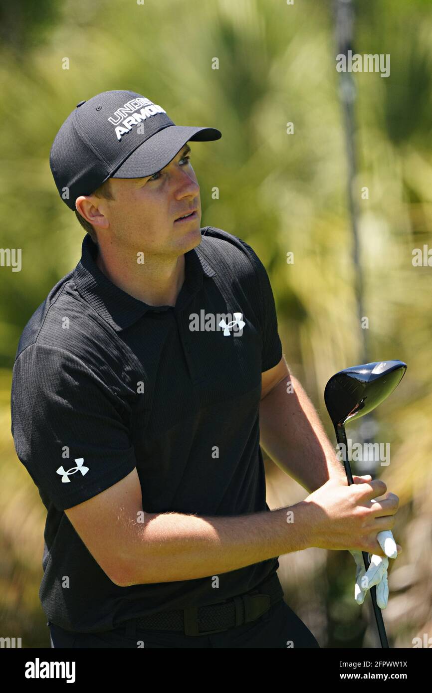 Kiawah Island, United States. 20th May, 2021. Jordan Spieth watches his shot as he tees off at the 2nd hole during the first round at the 103rd PGA Championship at Kiawah Island Golf Resort Ocean Course on Kiawah Island, South Carolina on Thursday, May 20, 2021. Photo by Richard Ellis/UPI Credit: UPI/Alamy Live News Stock Photo
