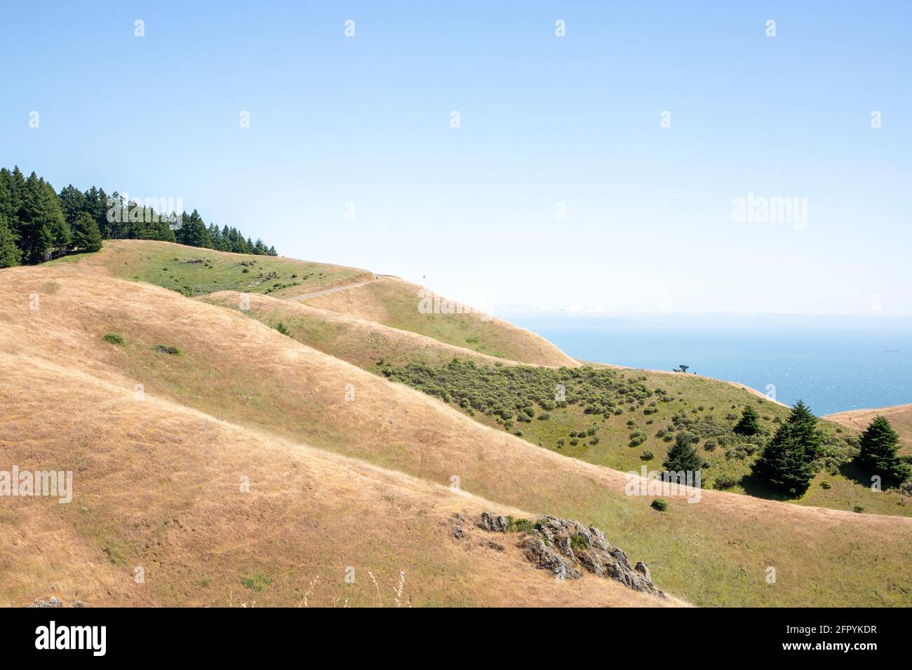 Mount Tamalpais rises along the coast of Marin County, Northern California, offering scenic landscapes, forested hills, and sweeping Pacific Ocean - Stock Photo