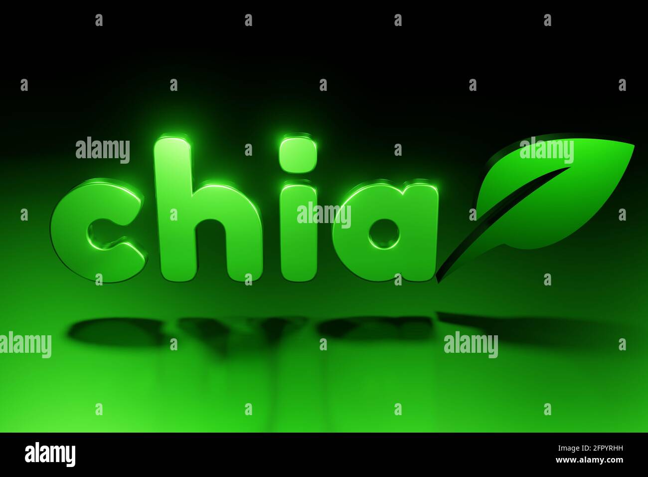 Green Chia Coin Logo With Reflection On Black Background Chia Eco Crypto Currency 3d Rendering Stock Photo Alamy