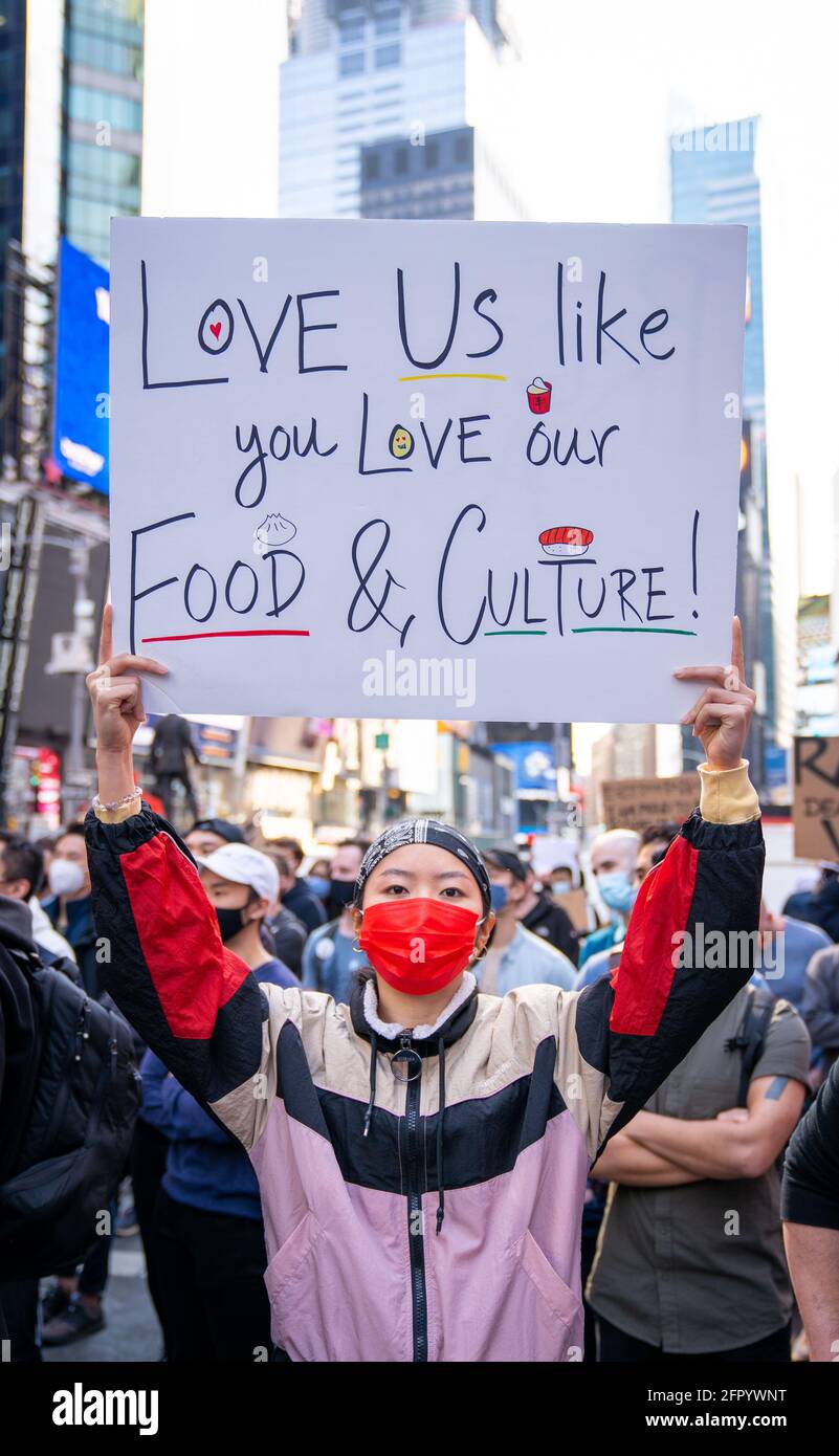 Stop Asian Hate rally in Time Square Manhattan, NYC. Stock Photo