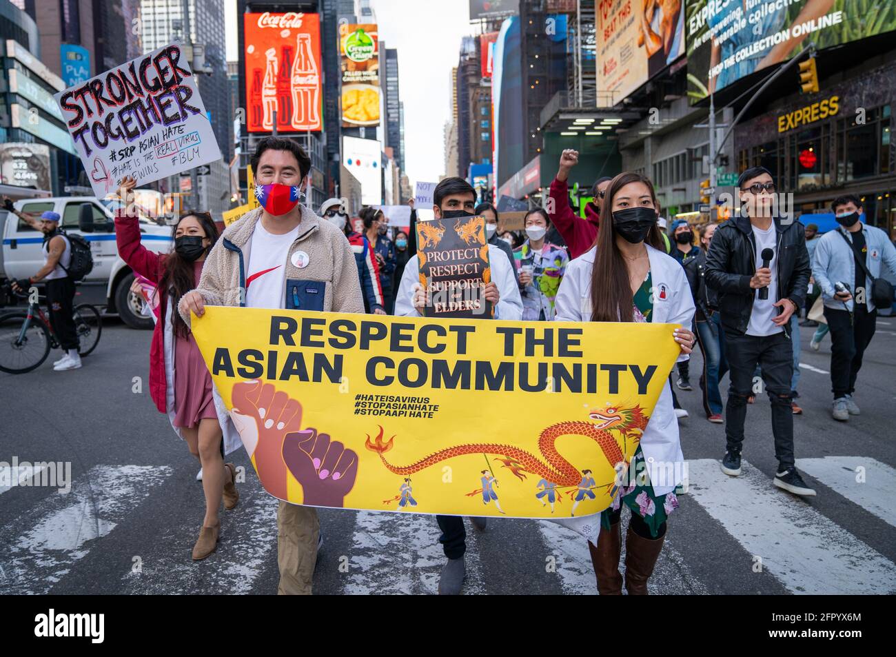 Stop Asian Hate rally in Time Square Manhattan, NYC. Stock Photo