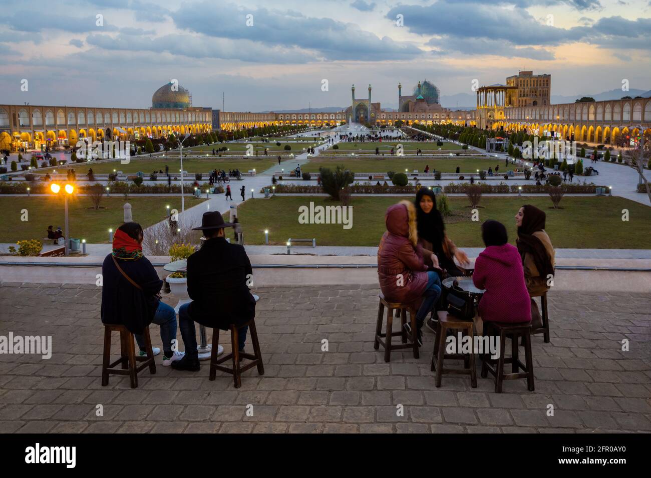 Naqsh-e Jahan Square, ( Ali Qapu Palace, Shah Mosque, Sheikh Lotfollah Mosque ) in Isfahan, Iran. Stock Photo