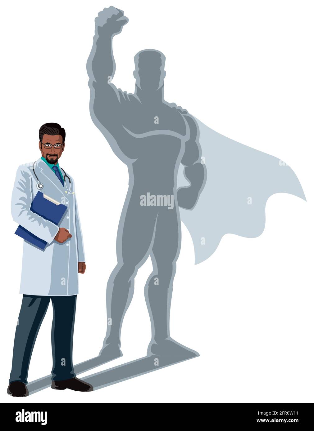 Indian Doctor Superhero Shadow Stock Vector