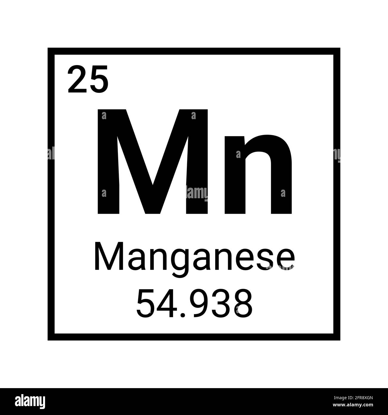 Manganese element chemical icon chemistry symbol. Manganese periodic table symbol Stock Vector