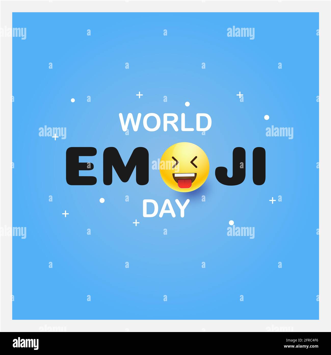 World emoji day greeting card and background template. Hand drawn. Flat design. Vector illustration. Stock Photo