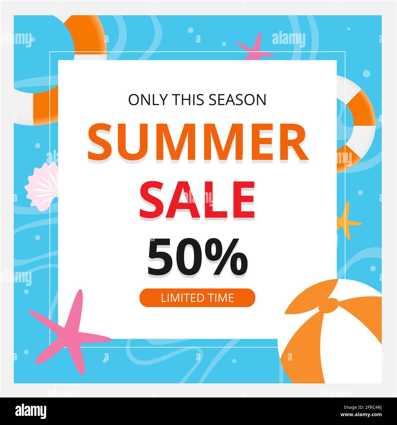 Summer sale banner template and background. Hot season discount poster