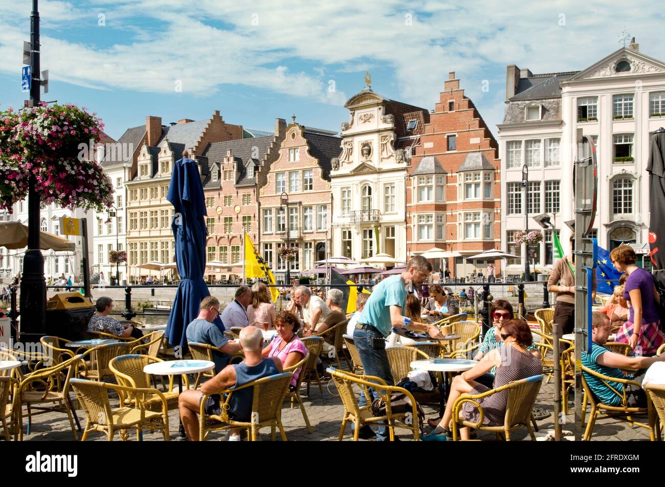 Canalside Cafe, Ghent, Belgium Stock Photo