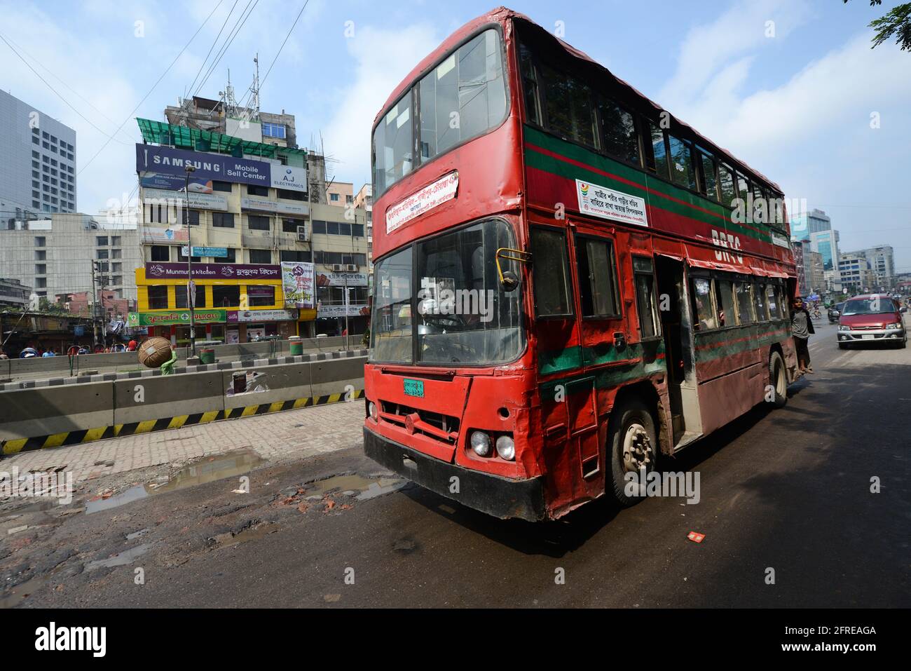 A Double Decker bus in Dhaka, Bangladesh. Stock Photo