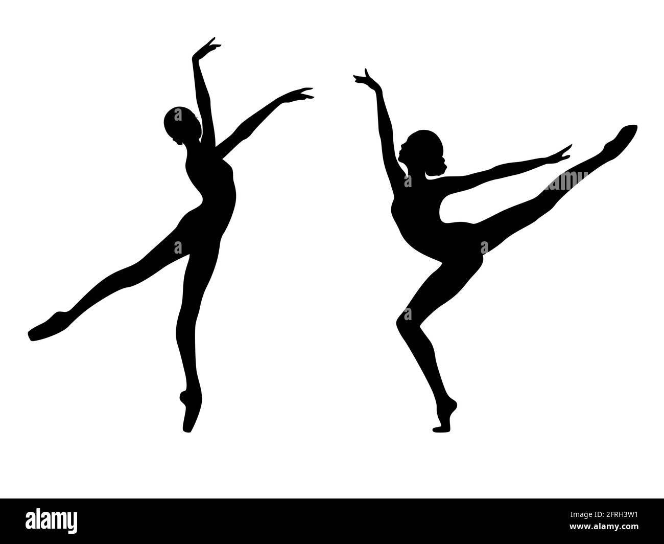 Abstract black stencil silhouettes of slender dancer in move, hand drawing vector illustration Stock Vector