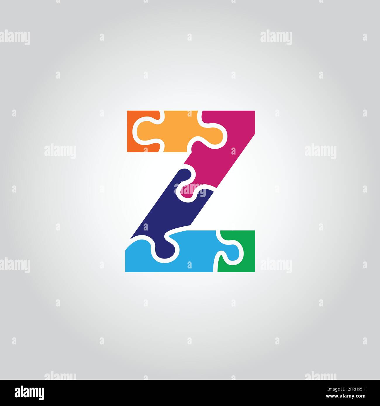 Multi color Puzzle Z logo modern illustration template vector Stock