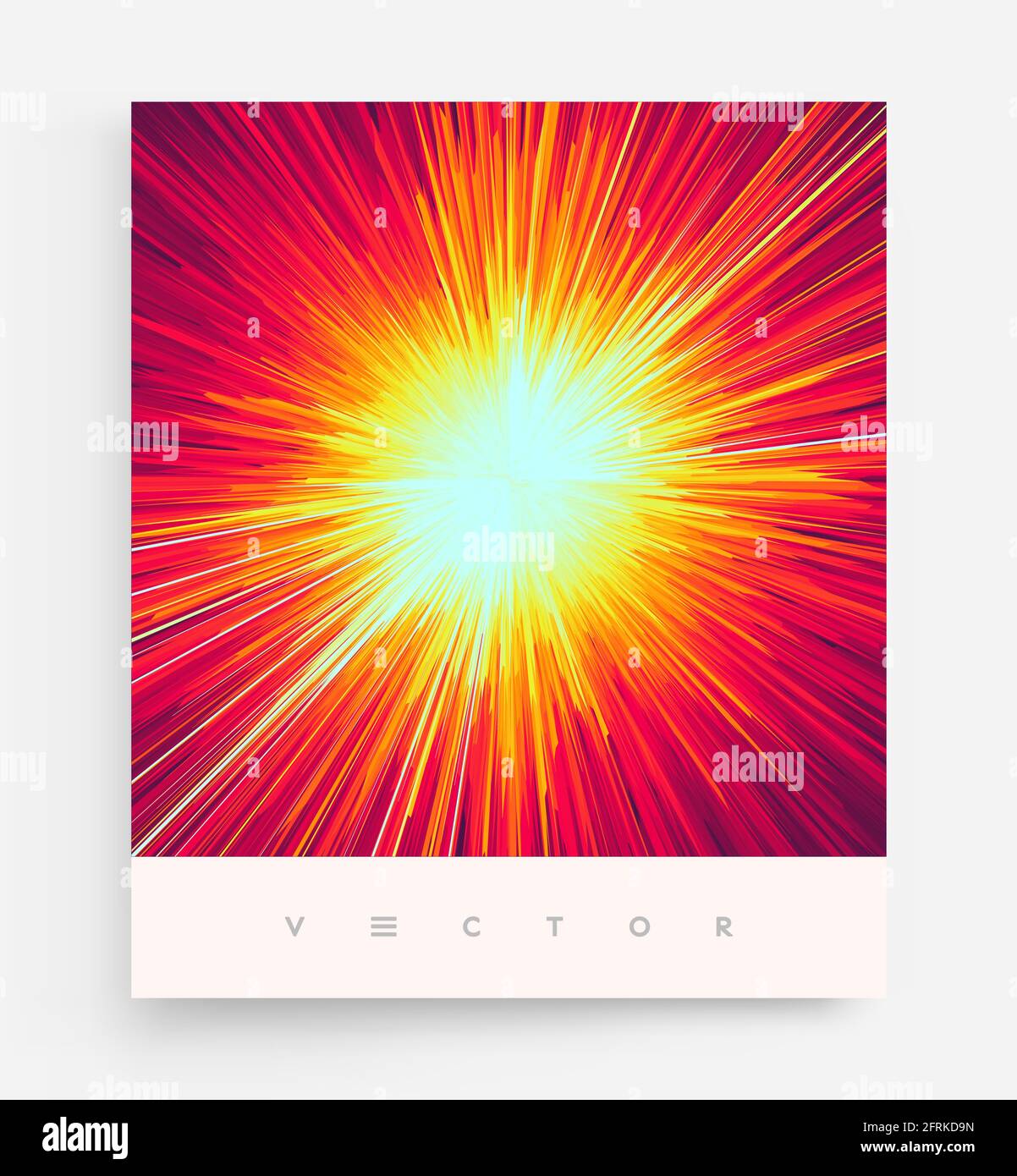 Background with explosion. Starburst dynamic lines. Solar or starlight emission. 3d futuristic technology style. Vector illustration. Stock Vector