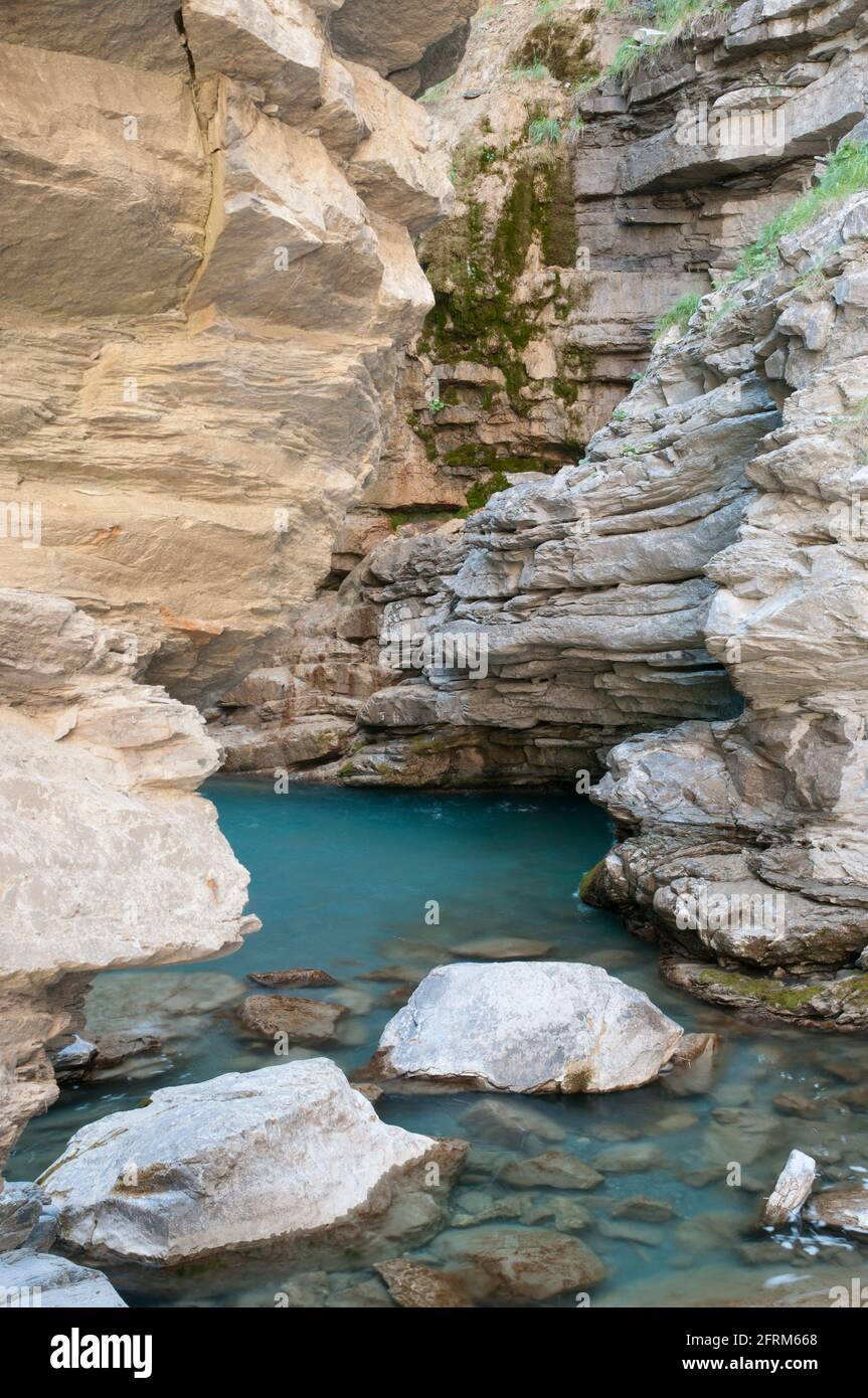 La Lance river with rocks near la Lance waterfall, a listed natural site  near Colmars-les-Alpes, Alpes-de-Haute-Provence (04), Mercantour National  Par Stock Photo - Alamy