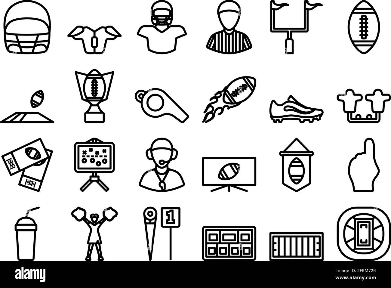 Football Icon Set. Editable Bold Outline Design. Vector Illustration ...