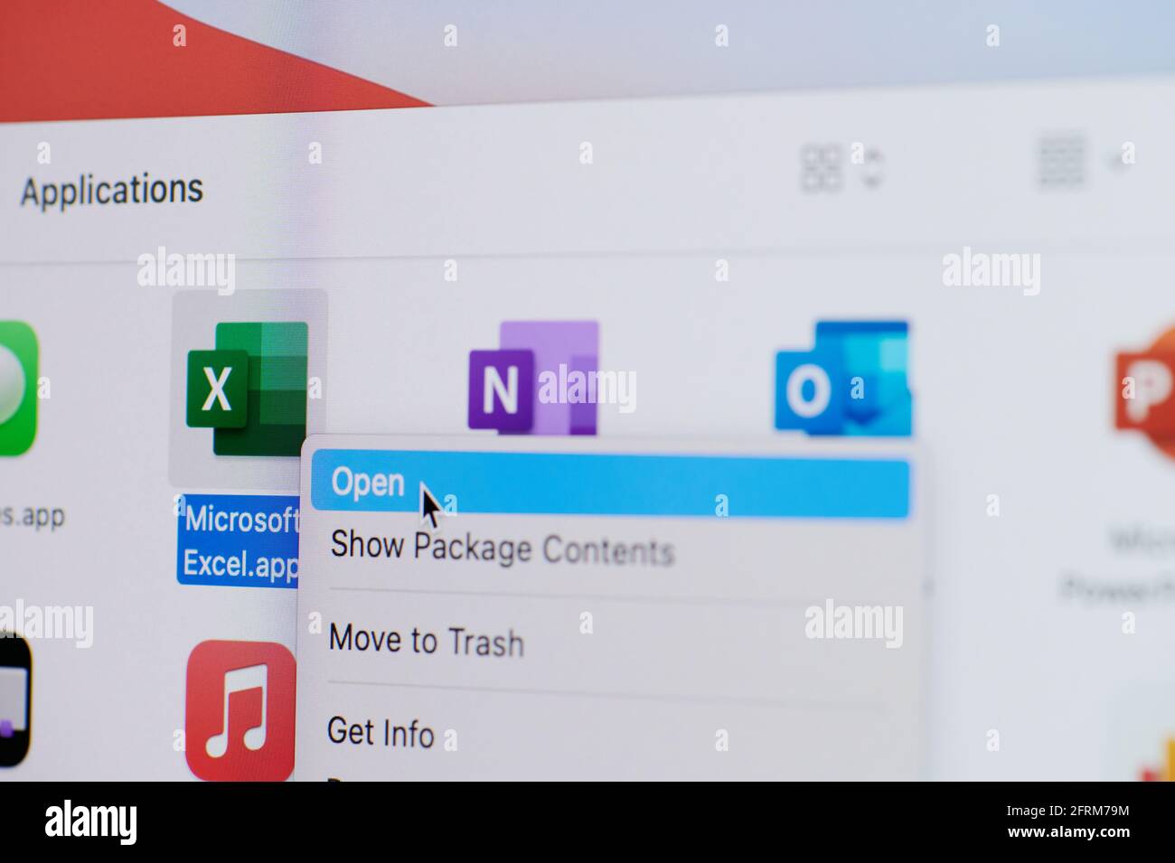 New york, USA - April 19, 2021: Click and open microsoft office excel ...