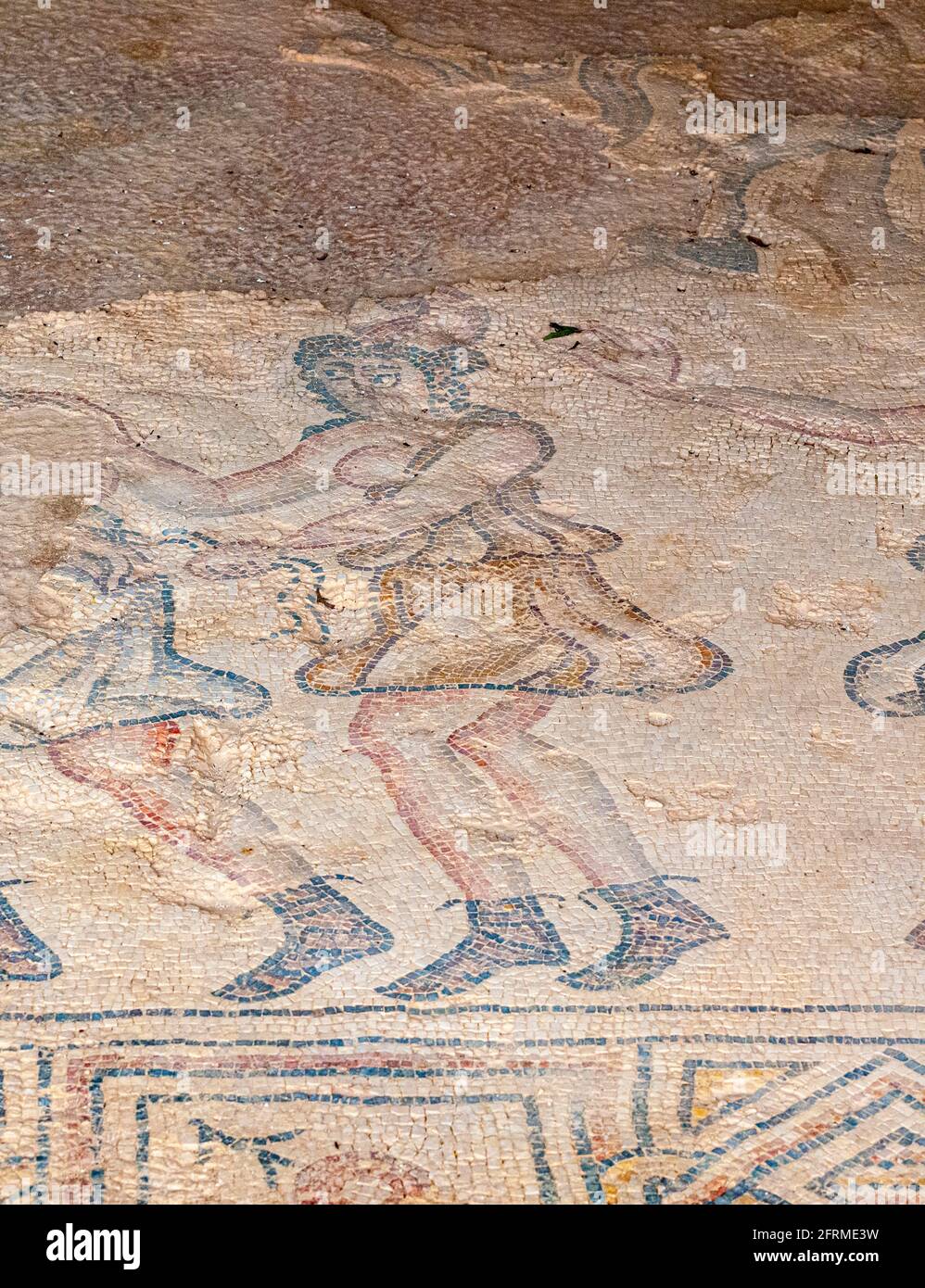 The Amazons participating in the festivities Mosaic (detail) in the Nile House at Zippori National Park The city of Zippori (Sepphoris) A Roman Byzant Stock Photo