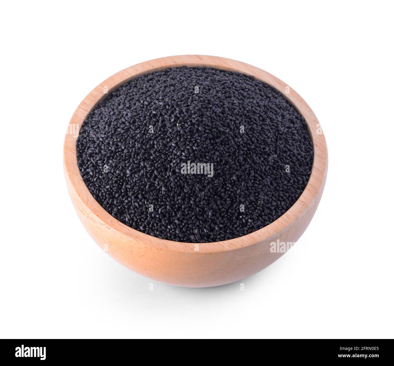 Black Sesame Seeds with wood bowl on white background Stock Photo - Alamy