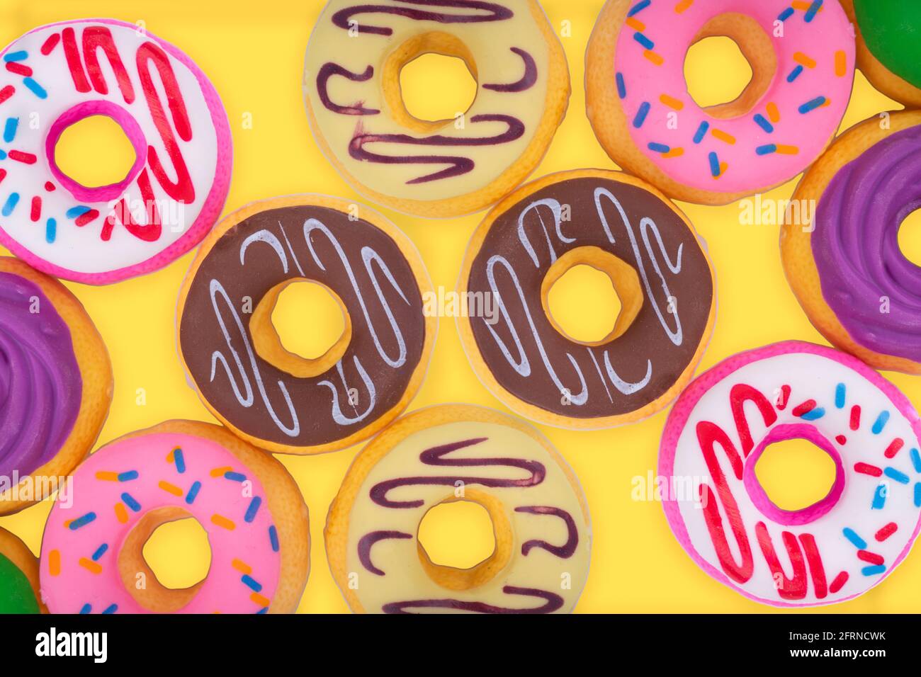 Doughnut Or Donut On Yellow Background Stock Photo Alamy