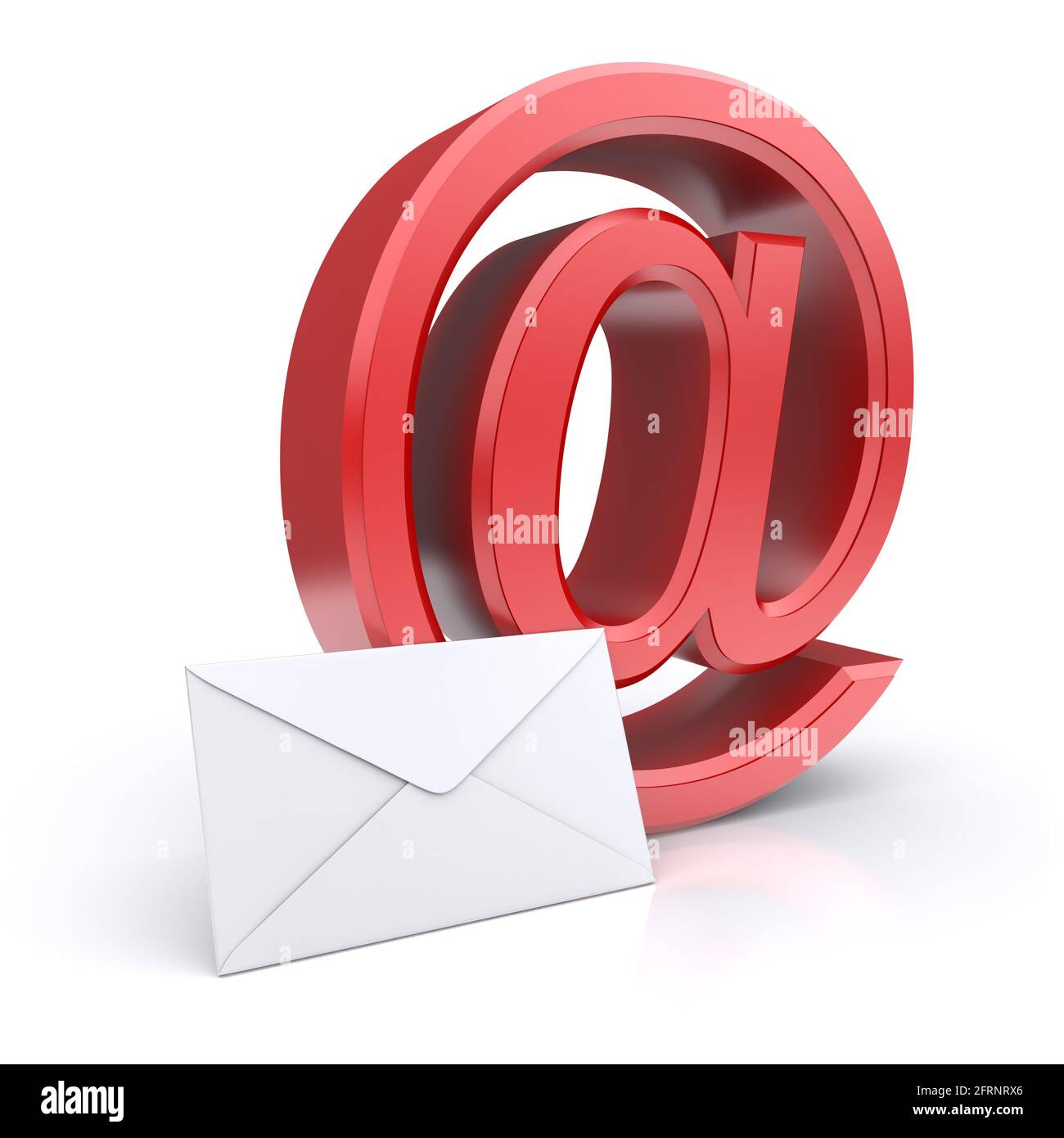 Red 'at' symbol with mail letter. 3d concept Stock Photo